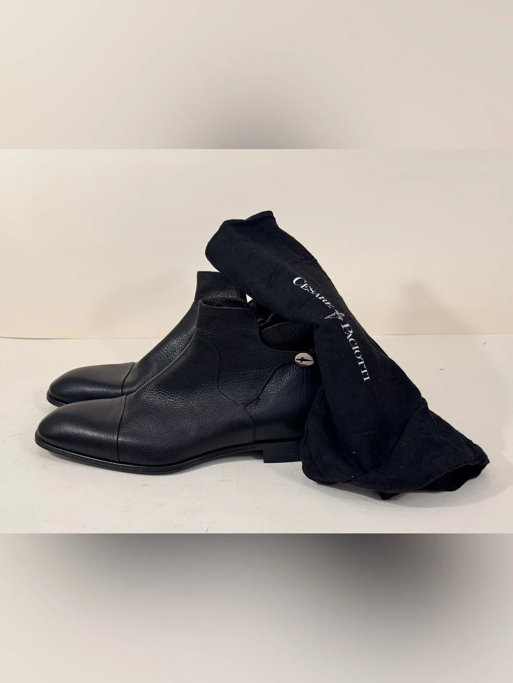 Cesare Paciotti Black Leather Dagger Ankle Boots 10 C NEW w/ Dust Bag Italy